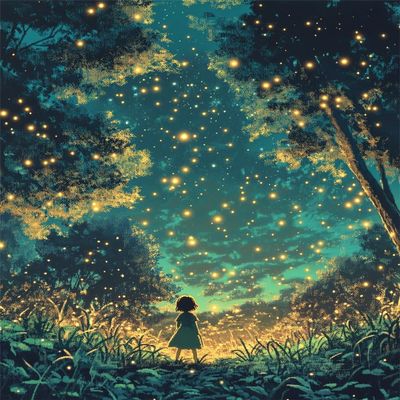 Beautiful night view Pre Printed Cross Stitch Kits for Adults,Girl among the fireflies and flowers,Needlepoint Counted Cross Kits for Beginners,11CT Embroidery Kits Arts Home Decor,16X20in