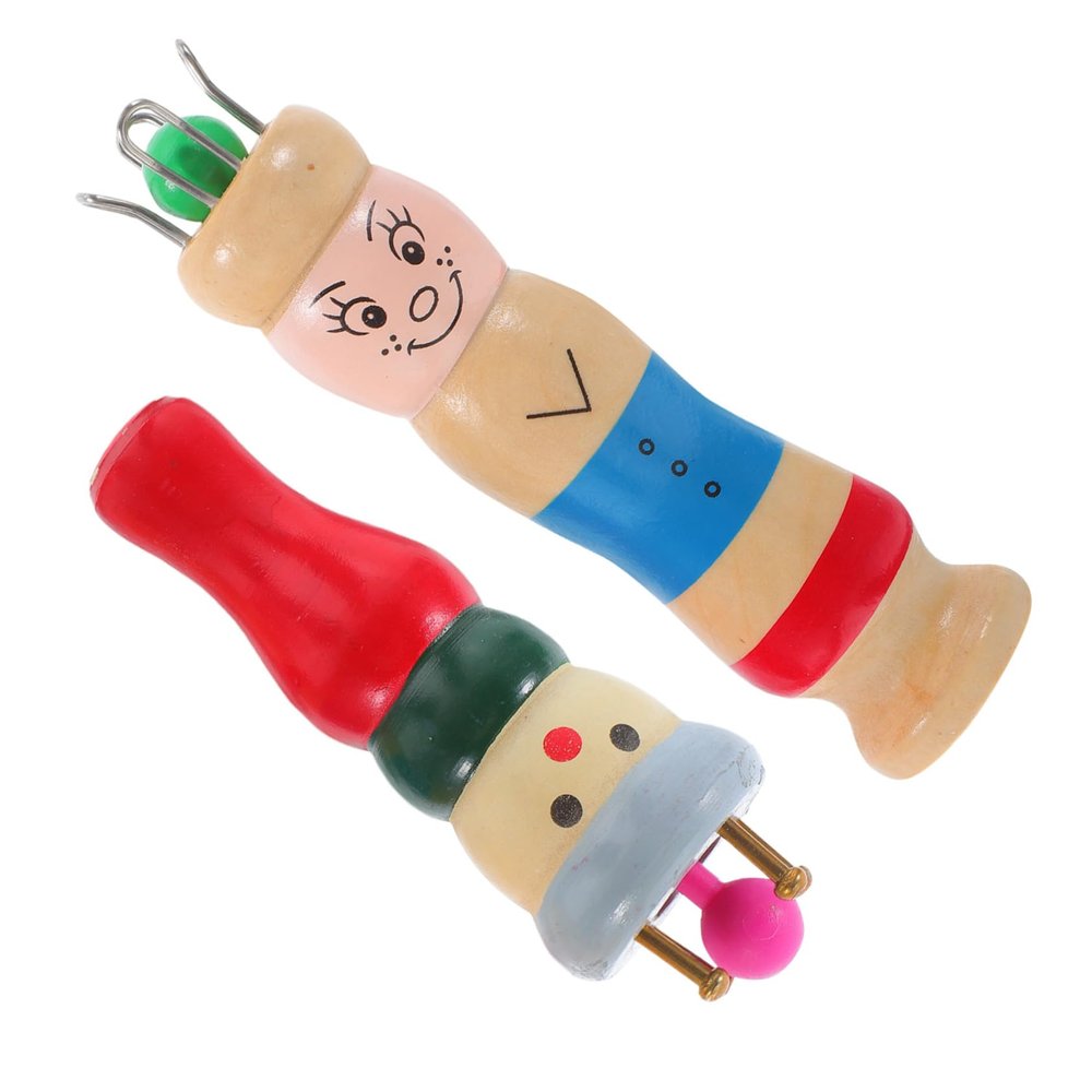 Housoutil Wooden Yarn Knitting Spool Kit 2 Set DIY Craft Tool for Beginners Easy-to-Use Bead Jewelry Maker for Bracelet Weaving for Boys and Girls and Adults Random Color