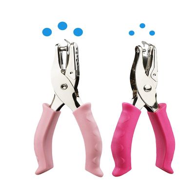 KINGSUPER 1/4 Hole Punch and 1/8 Small Single Hole Punch Handheld Paper Puncher for DIY Craft Tag (Pink)