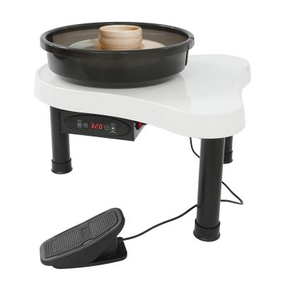 32CM Pottery Wheel Forming Machine, 200W Electric Clay Tool with Foot Pedal & LCD Touchscreen, Detachable Basin, Adjustable Speed Ceramic Wheel for DIY Clay Art & Craft (White)