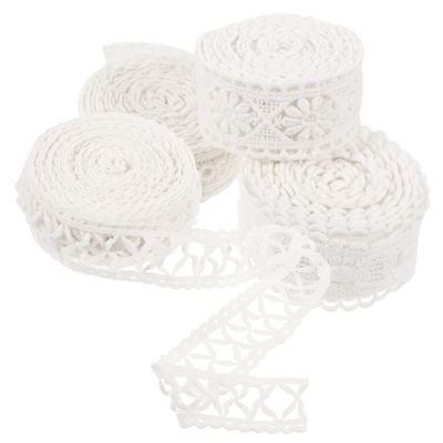 Angoily 4rolls Lace Trimming Ribbons for Crafts Vintage Wedding Dress Decor Floral Lace for Sewing Quilting and Handmade Projects Yards Total