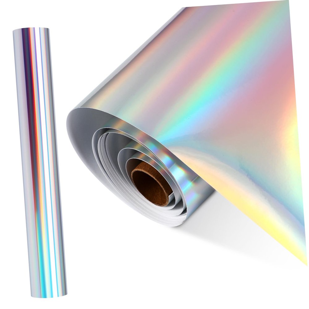 Cabilock 1roll Holographic Vinyl Adhesive Film Window Decal for Use Strong Permanent Adhesive for Home Decor Cars and Mugs