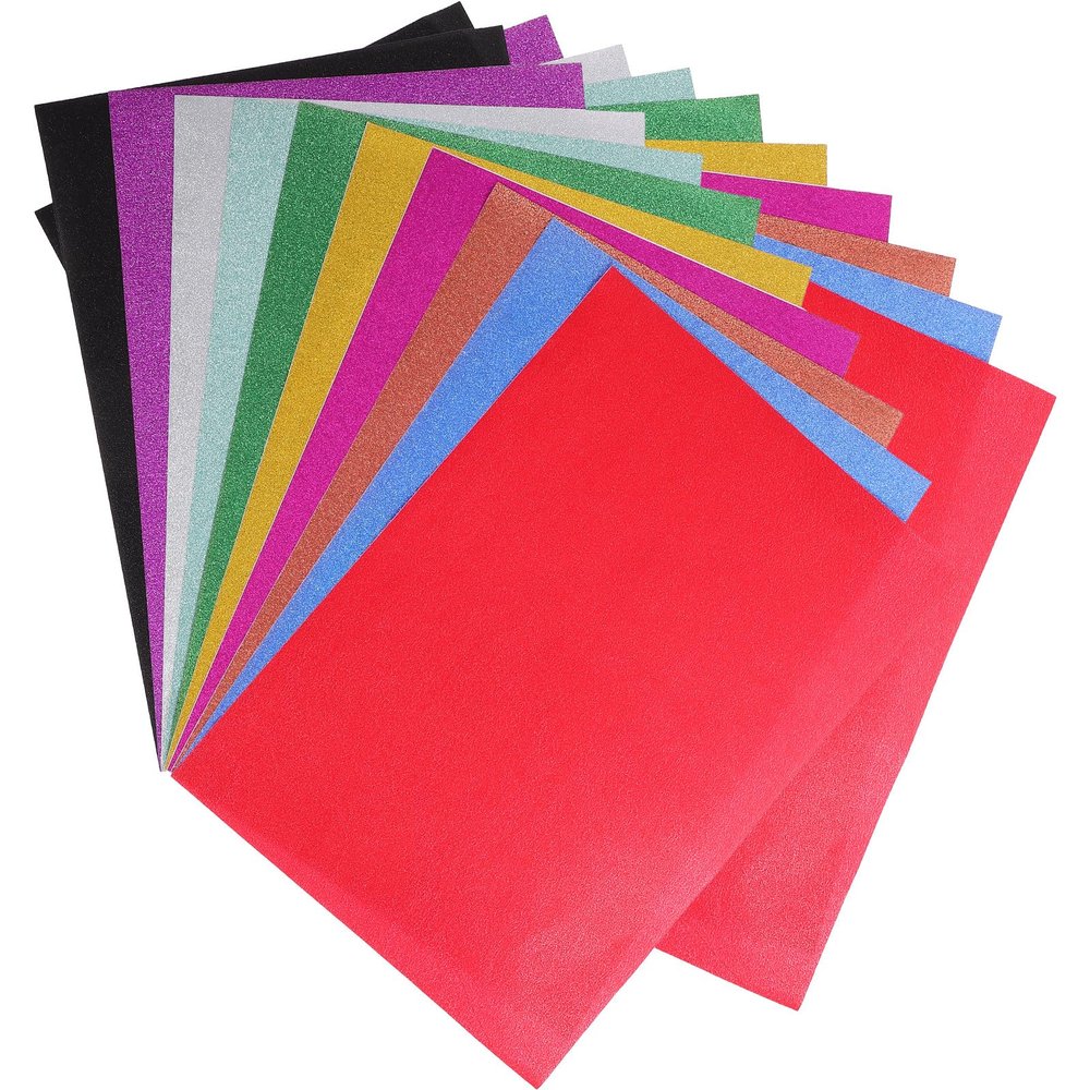 DOITOOL 20 Sheets Diy Craft Paper Glitter Cardstock Pink Paper Adhesive Foil Decoupage