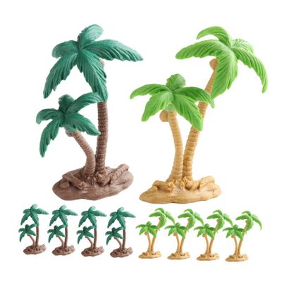 Kisangel 10 Pack Coconut Tree Model Landscape Decor Artificial Miniature Trees for Desk DIY Miniature Plant Models Smooth Surface
