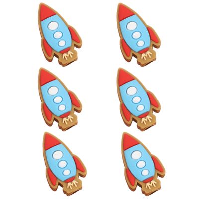 Angoily 6pcs Cute Cartoon Pencil Caps Adorable PVC Rocket Pencil Extenders Fun Tip Protectors for Boys and Girls and Students for School and Office Use