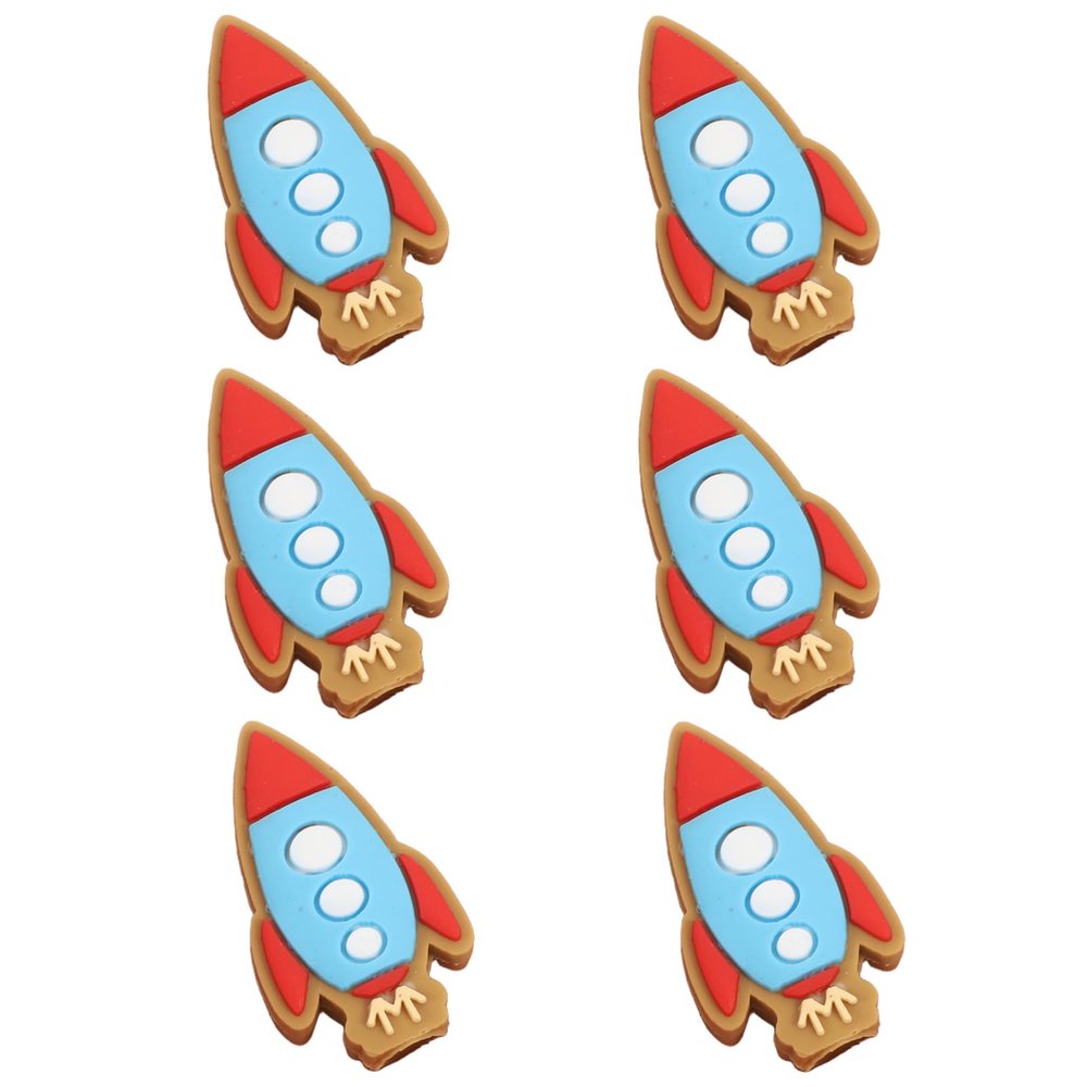 Angoily 6pcs Cute Cartoon Pencil Caps Adorable PVC Rocket Pencil Extenders Fun Tip Protectors for Boys and Girls and Students for School and Office Use