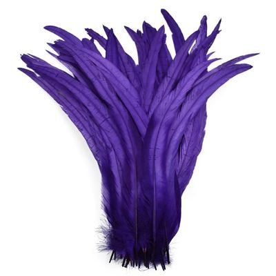 100 Pcs Colored Rooster Feathers Trim Ribbon DIY Crafts 10-12 Inch Carnival Headwear Accents Festive Party Decor Deep Purple 25-30cm 100Pcs