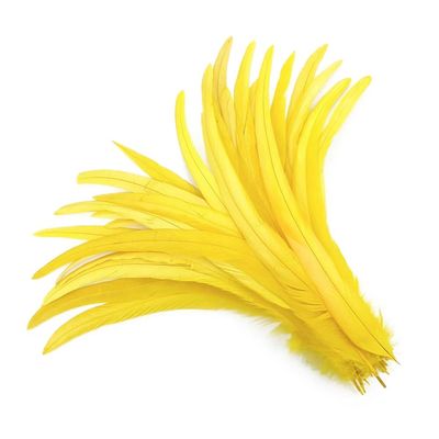 100 Pcs/Lot 25-30 Cm Rooster Tail Feathers for Crafts Carnival Accessories Wedding Party Decoration Yellow