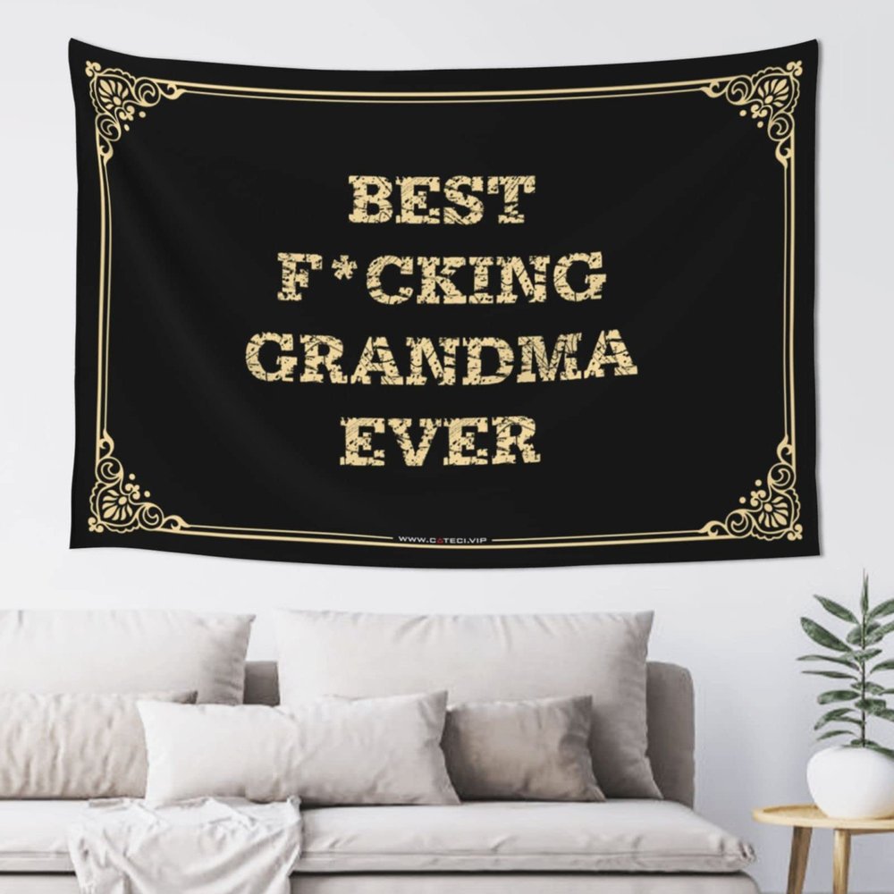 Beer Decorations For Man Cave Best F*Cking Grandma Ever Tapestyr Wall Hanging Man Cave Decor And Accessories(75X100CM)