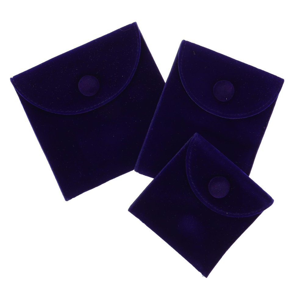 OUNONA 3pcs Jewelry Pouch Dark Snap Button Bags for Necklaces and Earrings Storage Soft and Protective Jewelry Packaging