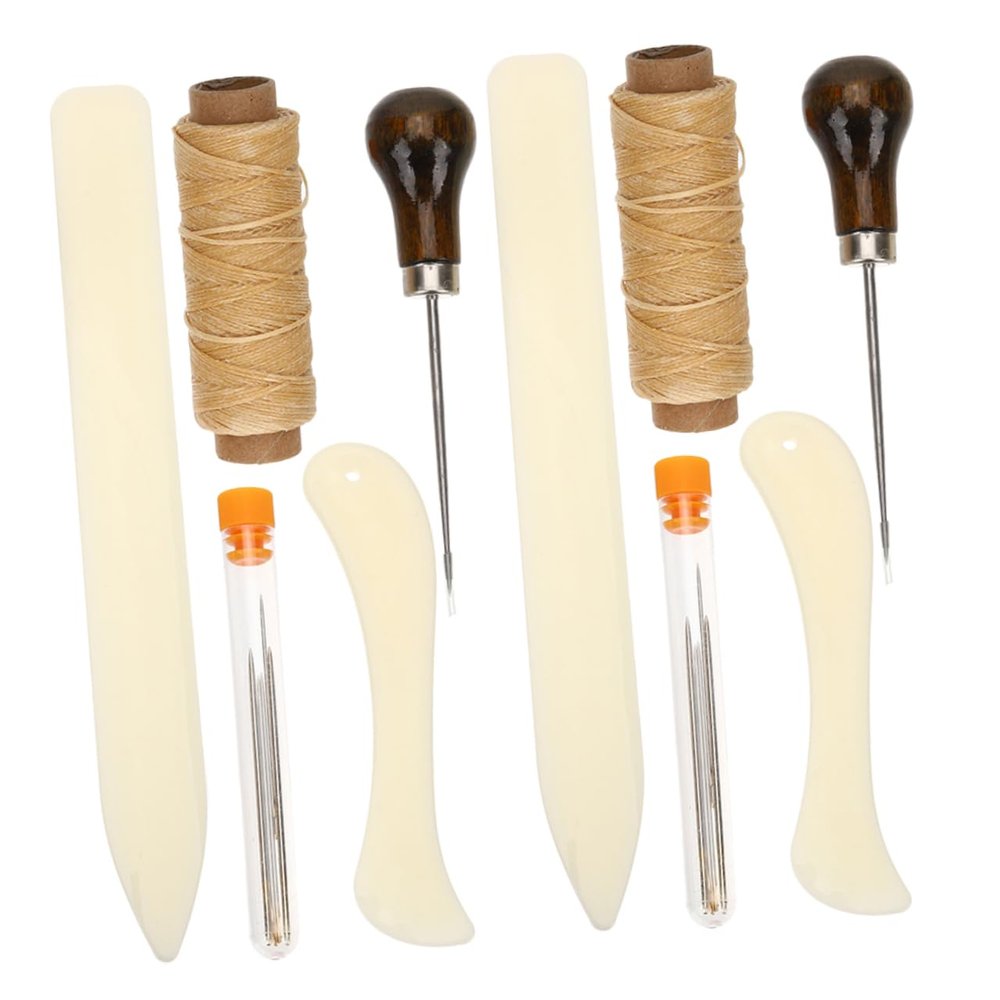 DOITOOL 2sets Bookbinding Kit Leather Tools DIY Leather Craft Starter Metal Sewing Awl and Bookbinding