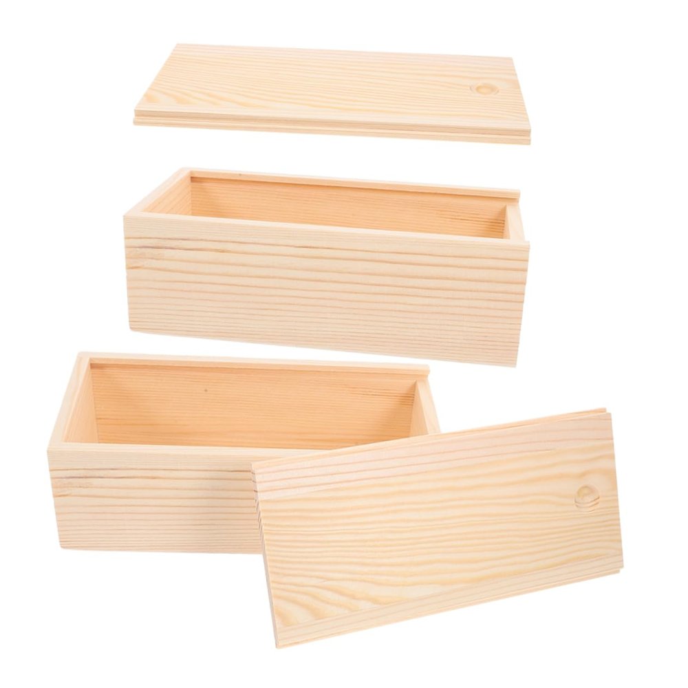 DOITOOL 2pcs Wooden for Men Jewelry Storage Box DIY Craft Hobbies Small Storage Crate