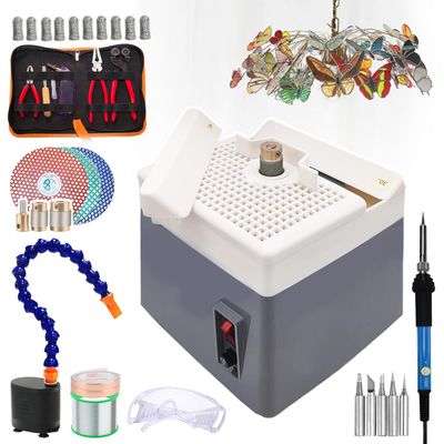TREEYX Stained Glass Starter Kit with Glass Grinder Pcs Stained Glass Kit for Beginners Machine for Grinding Multi Angles & Curves+Cutter Tool Kit+Soldering Iron+Consumables