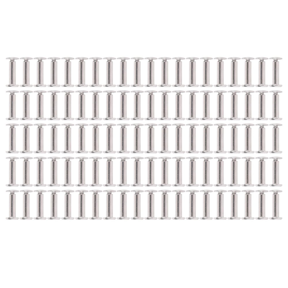 CHEOTIME 100 Sets M2.5 Rivet Stud Set, 0.14x0.47x0.28in Flat Round Head Rivet Stud Fastener Set Repair Rivets Kit Assorted Chicago Binding Screw Rivets Used for Leather Crafts (3.5 * 12 * 7mm)