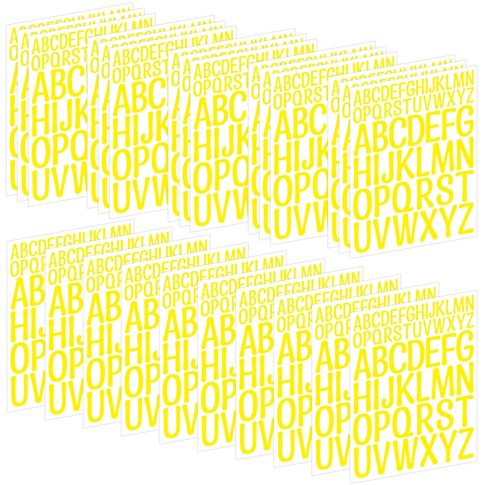 25 Sheets Letter Stickers Alphabet Number Stickers Vinyl Self-Adhesive Stick on Letters for Scrapbooking Sticker Water Bottles Mailbox Custom DIY Crafts Sign Classroom Decor (Yellow, 1+2 Inch)