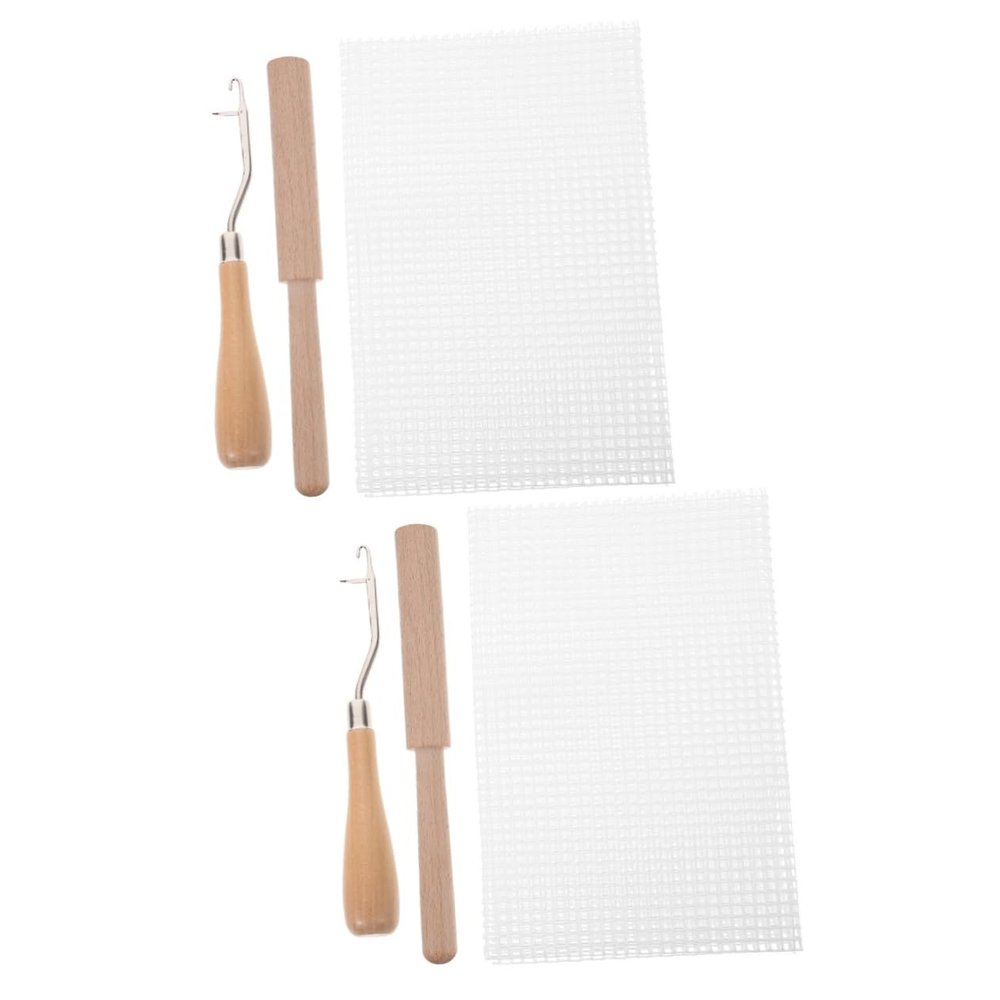 HOMSFOU 3 Sets Wooden Latch Hook Tool Set for Rug Crocheting Carpet Yarn Cutting Tool DIY Tapestry Kit