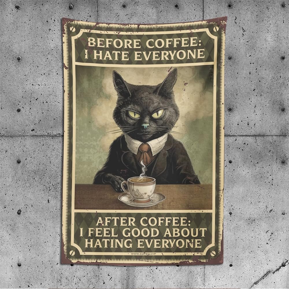Tapestry For Bedroom Aesthetic Before Coffee I Hate Everyone Tapestry Funny Patio Decor Tapestries(100X150CM)