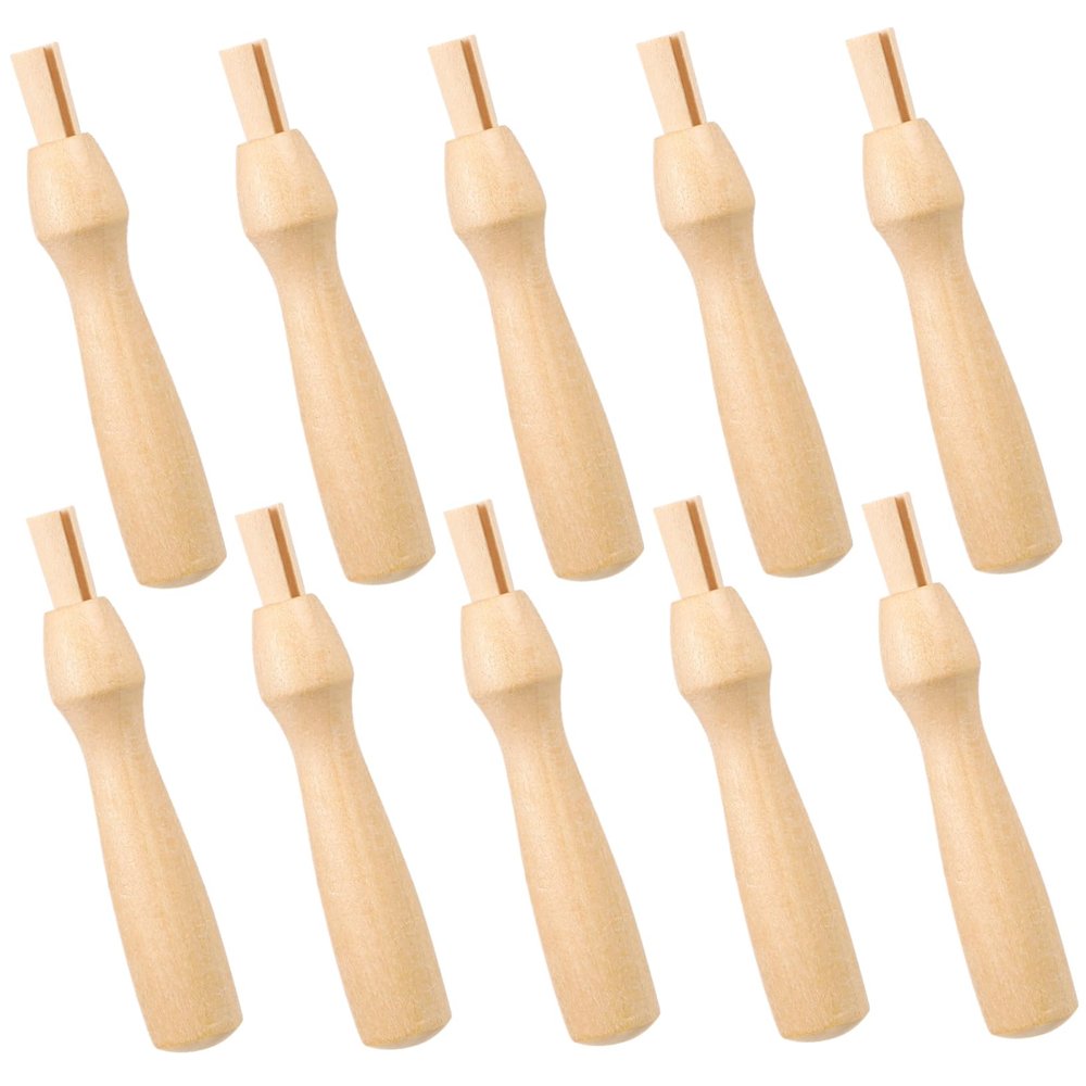 Hohopeti 10pcs Felting Handles Wooden Wool Felting Tool Replacement for Safe for DIY