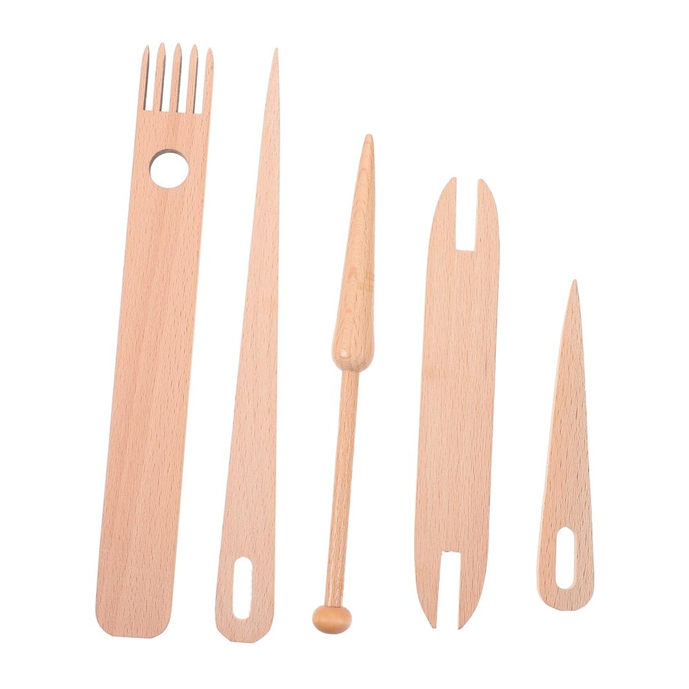 HEALSOPTHY 1set Weaving Loom Tools Wooden Knitting Comb and Stick for DIY Crafts for Sweaters Hats and Scarves Smooth Finish for Safe Use
