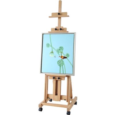 HIONJIN Painting Oil Painting Floor Wooden Easel Lift Folding Oil Painting Fe Wooden Painting Shelf