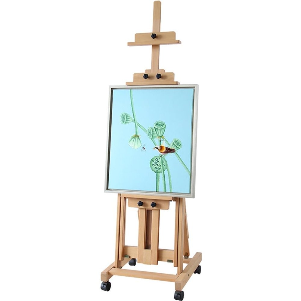 HIONJIN Painting Oil Painting Floor Wooden Easel Lift Folding Oil Painting Fe Wooden Painting Shelf