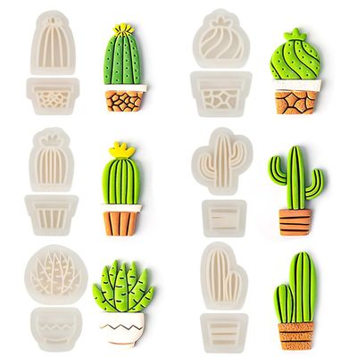 12 Polymer Clay Cutters for DIY Earrings, Cactus & Flower Pot Molds for Jewelry Shaping