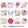 FINGERINSPIRE 12 PCS Rose Theme Stencils with Paint Brush 11.8x11.8 inch Decorative Floral Rose Pattern Template for Painting on Wood Wall Tile Canvas Paper Fabric Floor Furniture DIY Home Decor view 1