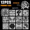 FINGERINSPIRE 12 PCS Rose Theme Stencils with Paint Brush 11.8x11.8 inch Decorative Floral Rose Pattern Template for Painting on Wood Wall Tile Canvas Paper Fabric Floor Furniture DIY Home Decor view 2