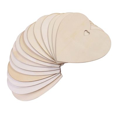 Homoyoyo 50pcs Blank Heart Wood Discs for Crafts Natural Embellishments for Scrapbooking Decoupage Sign Making Art Projects Smooth Finish Ready to Paint Decorate