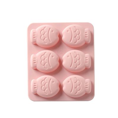 1pc 6 Hole Cartoon Fish Silicone Soap Molds Cake Candy Chocolate Bread Fudge Kitchen Baking Mould Bakeware Handmade Soap Making Silicone Mold(Rosy), Cookie Cutter