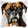Boxer Terrier Latch Hook Kits Pillow Kits Cushion Throw Pillow Embroidery Craft Kits for Beginner DIY Kits of Hooking Crochet Pillowcase with Printed Canvas Home Decor 43x43cm (d191) view 1