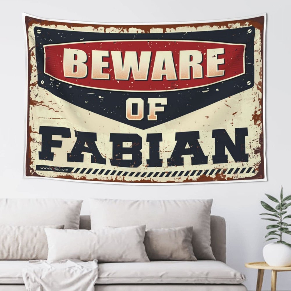 PLOWS Tapestry For Men Beware Of Fabian Tapestry Bedroom Decor Aesthetic Bedroom Door Decor(75X100CM)