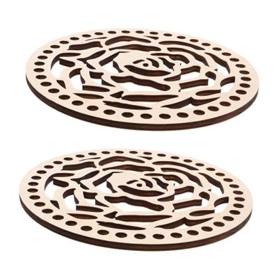 Angoily 2Pcs Wooden Basket Bottoms Round Bases for DIY Crochet Bag Crafting Hollow Wooden Basket Base Supports Detailed Weaving and Knitting Projects Purse Making Supplies