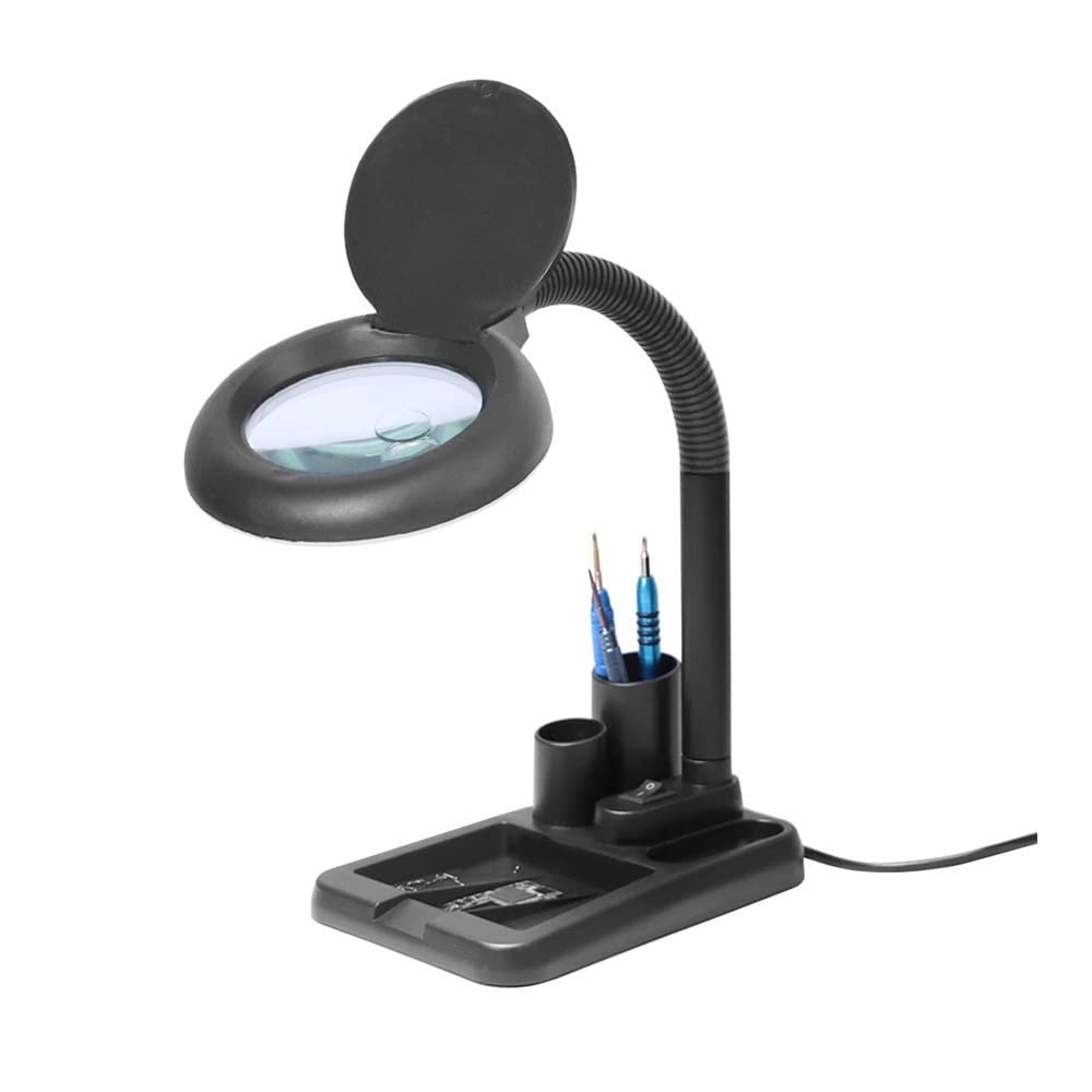 Lab Microscope Accessories 5X/10 40 LED Lights Magnifying Glass Illuminated Magnifier Lamp Loupe Reading/Rework/Soldering Table Lamp