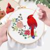 ERKOON 4 Sets Embroidery Kit, Animal Cross Stitch Set for Include Embroidery Cloth Hoops Threads for Craft Lover Hand Stitch (Cardinal) view 4