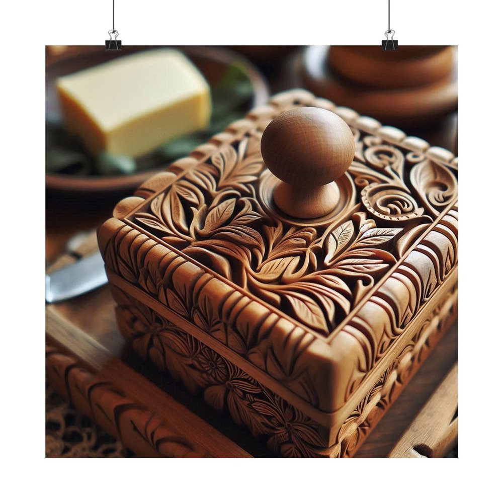Butter Mold (Carved) Matte Poster Kitchen Tool, Scandinavia, Germany Made in USA 18x18 Inch