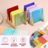 PATIKIL 4 x 4 Inch Transparent Stained Glass Sheets, 2 Sheets Mosaic Glass Variety Pack Tiles for Art Supplies Crafts Projects, Champagne view 3