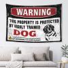 PLOWS Boys Bedroom Accessories Warning This Property Is Protected By A Highly Trained Dog Tapestry Boys Room Decor Teenager Tapestry Wall Art(75X100CM) view 1