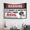 PLOWS Boys Bedroom Accessories Warning This Property Is Protected By A Highly Trained Dog Tapestry Boys Room Decor Teenager Tapestry Wall Art(75X100CM) view 2