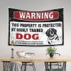 PLOWS Boys Bedroom Accessories Warning This Property Is Protected By A Highly Trained Dog Tapestry Boys Room Decor Teenager Tapestry Wall Art(75X100CM) view 3