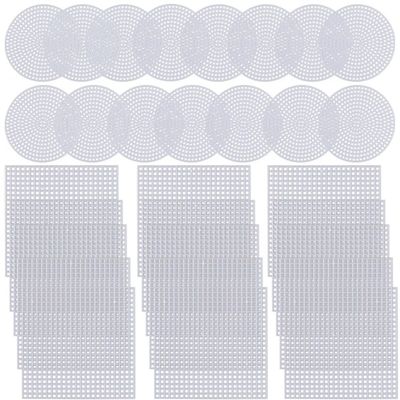 CRASPIRE 30Pcs 2 Styles White Plastic Mesh Canvas Sheets Crafting Knit Crochet Acrylic Yarn Projects Cross Stitch Needlepoint Square Round for Coasters Embroidery Diy Handicraft Make Aquarium Dividers