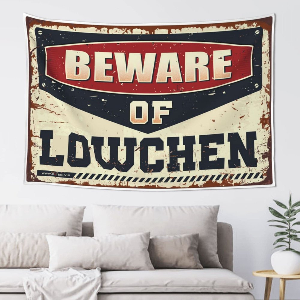 PLOWS Tapastry'S Wall Hanging Beware Of Lowchen Tapestry Bedroom Accessories Man Cabe Decor(100X150CM)