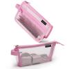 2-Pack Grid Mesh Pencil Case with Handle and Zipper, Double Layer Clear Pencil Pouch, Travel Makeup Bag and Small Toiletry Bag for Purse, Marker Pouch, College Essentials School Supplies (Pink) view 1