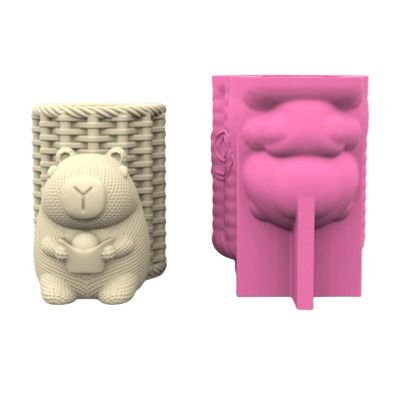 Elnwnnkc Succulent Planter Mold, Capybaras Shaped Silicone Flower Pot Molds for Concrete Epoxy Resin, Cute Plaster Candle Holder Jewelry Storage Box Makeup Pen Holder Ornament Mould