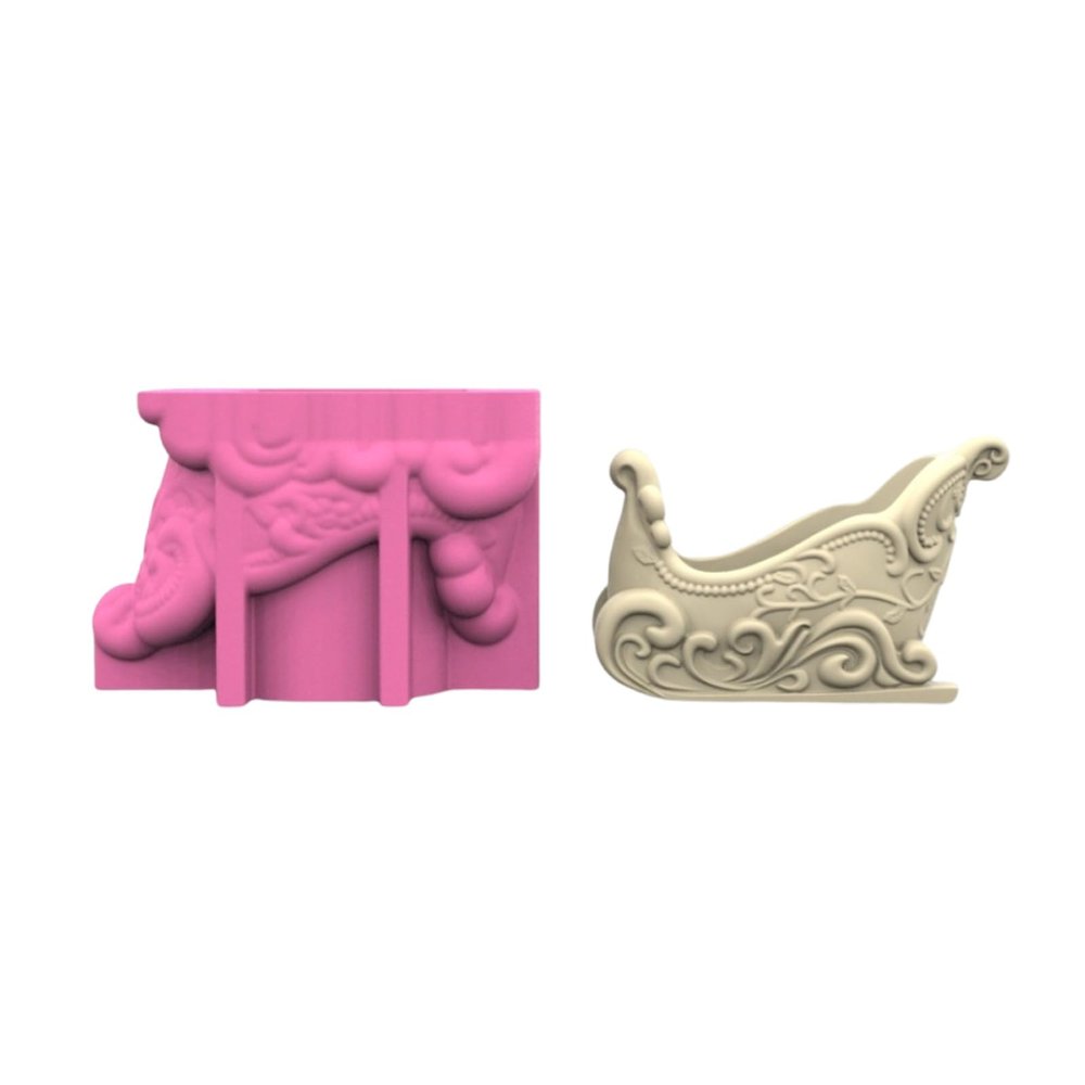 Elnwnnkc Succulent Planter Mold, Christmas Sleigh Shaped Silicone Flower Pot Molds for Concrete Epoxy Resin, Plaster Candle Holder Jewelry Storage Box Makeup Pen Holder Mould Table Ornament Mould