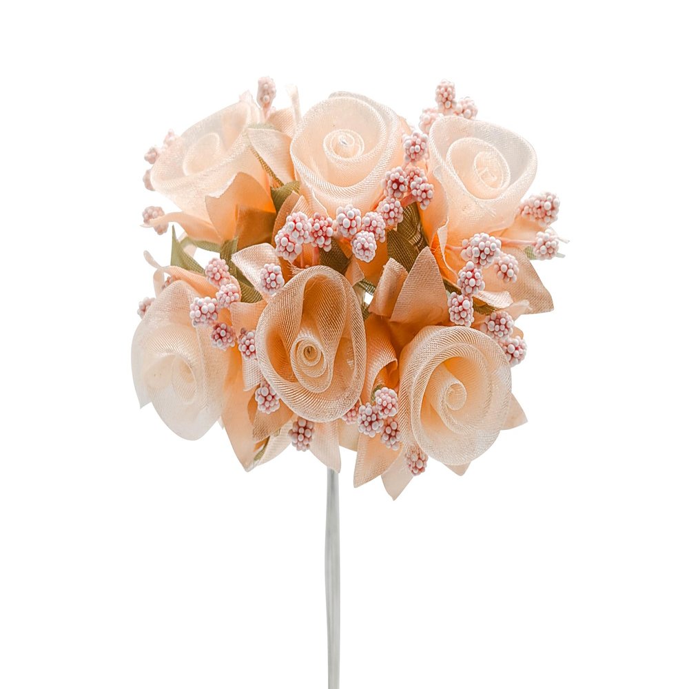 72PC Artificial Organza Silk Flower Baby Breath Pick for Home Craft Decor DIY Wedding Bridal Veil Headband Dress Cake Topper Embellishment Favor Corsage Floral Bouquet Arrangement (Peach)