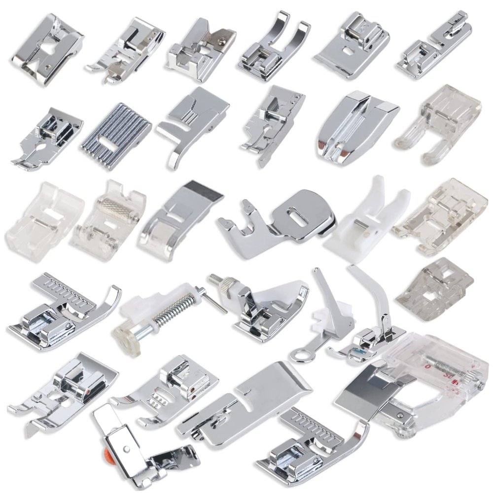 Uonlytech 32Pcs Sewing Machine Presser Feet Set Compatible with Household Machines Like Singer Brother Durable Hard Easy to Use for Various Sewing Projects
