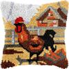 Rooster in Farm Latch Hook Kits Pillow Kits Cushion Throw Pillow Embroidery Craft Kits for Beginner DIY Kits of DIY Crochet Pillow Cover with Printed Canvas Home Decor 43x43cm (r207) view 1