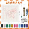 BEUNITONE 2 Sets DIY Punch Needle Kits for Beginners,Butterfly Pre-Printed Pattern,Embroidery Punch Needle Starter Kits for Adults,Includes Pre-Printed Cloth,Yarns,Hoops,Threader and Instructions view 2