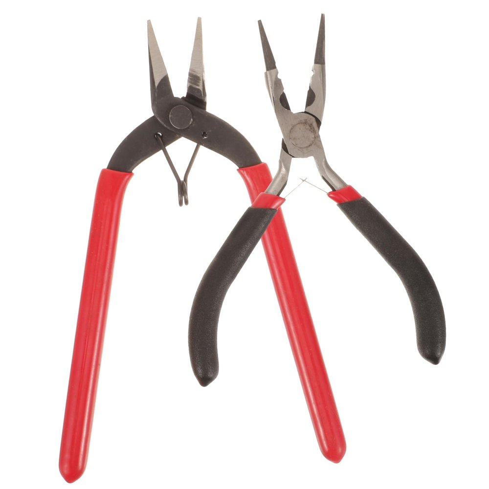 GARVALON 2pcs Jewelry Pliers Round Nose and Flat Nose for Jewelry Making Crafts Construction Precision Cutting Edges Multi-functional Use